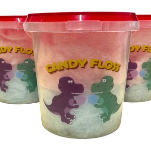 24 x 30g Candy Floss Tubs with Dinosaur Design