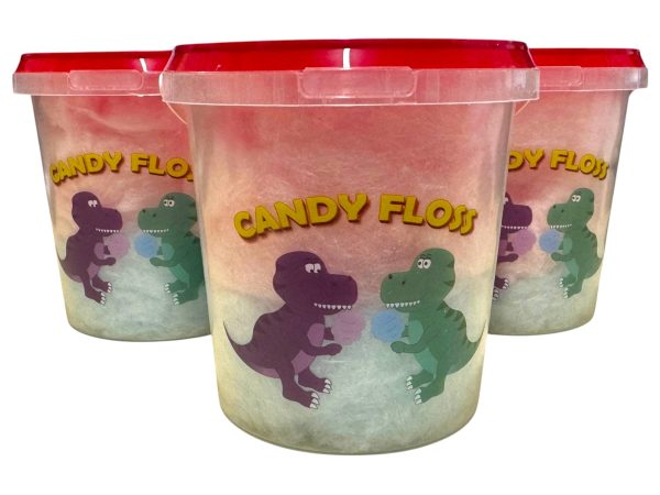 24 x 30g Candy Floss Tubs with Dinosaur Design
